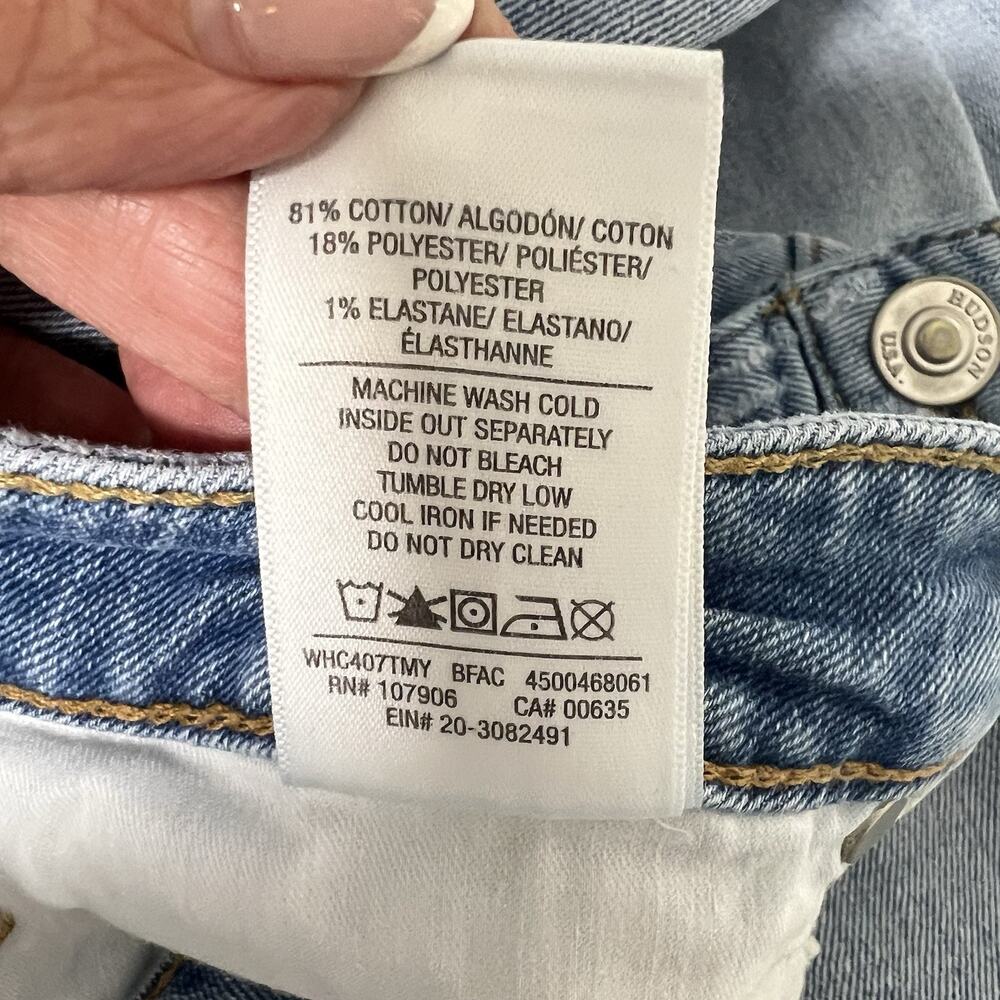 Hudson Barbara High Rise Super Skinny Jeans Blue Women Size 34 Distressed - Picture 8 of 12